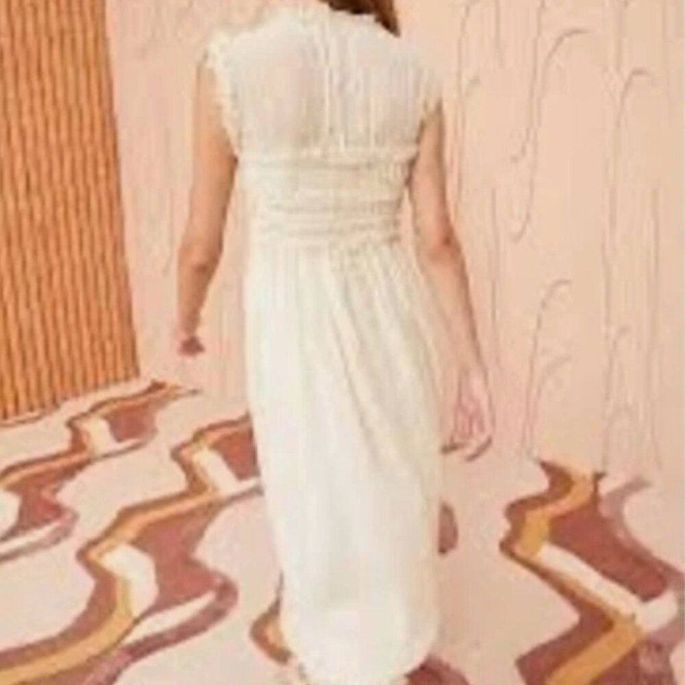 NWOT ULLA JOHNSON Wool Aberdeen Midi in Alabaster M $620 - Picture 2 of 11